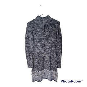 Grey and white long sweater